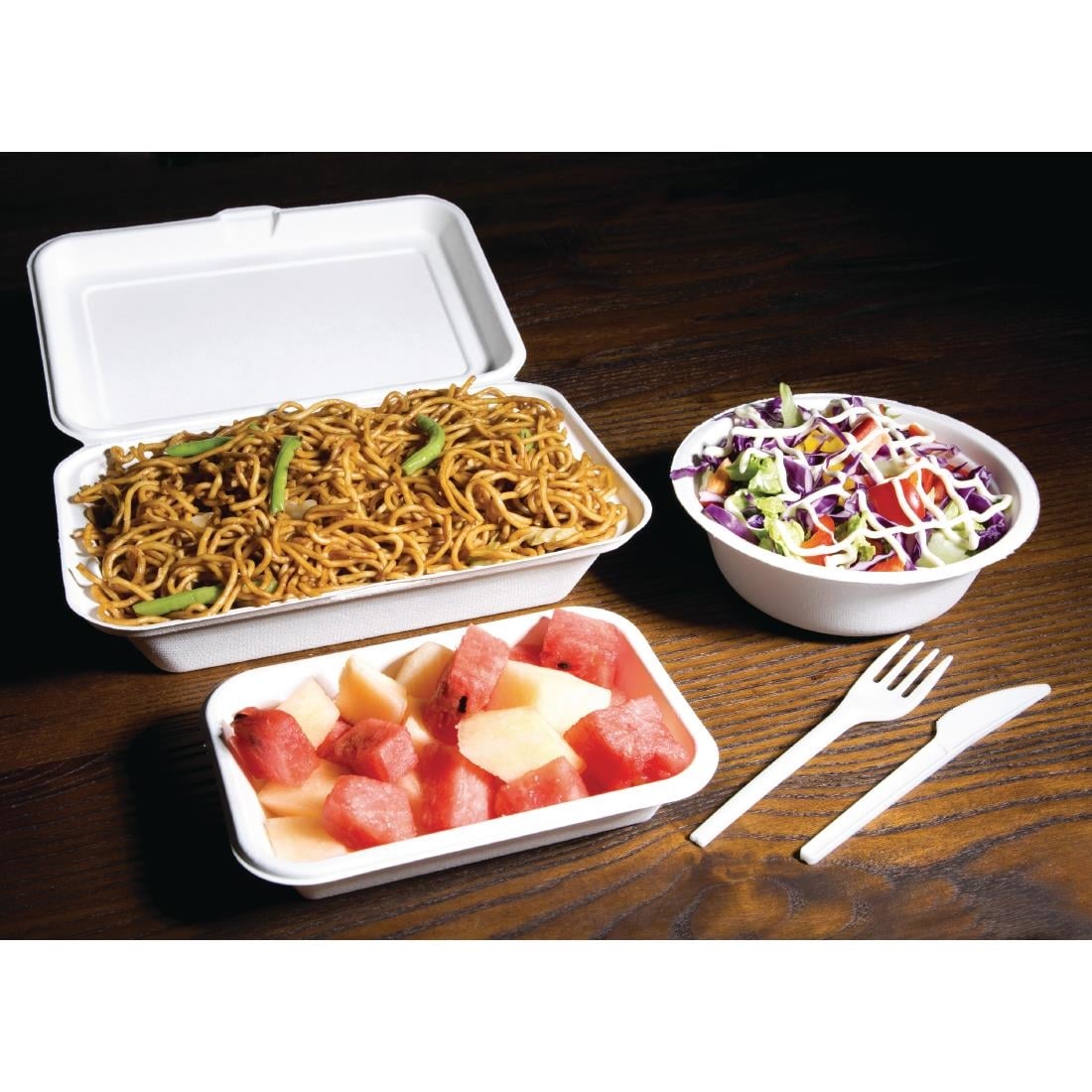DW249 Fiesta Compostable composteerbare bagasse voedseldozen 24,8cm (250 stuks)