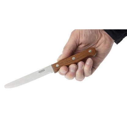 CS717 Olympia steakmessen met ronde punt hout (12 stuks)
