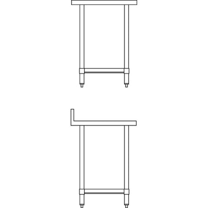 T379 Vogue RVS werktafel met achteropstand 90x60x60cm