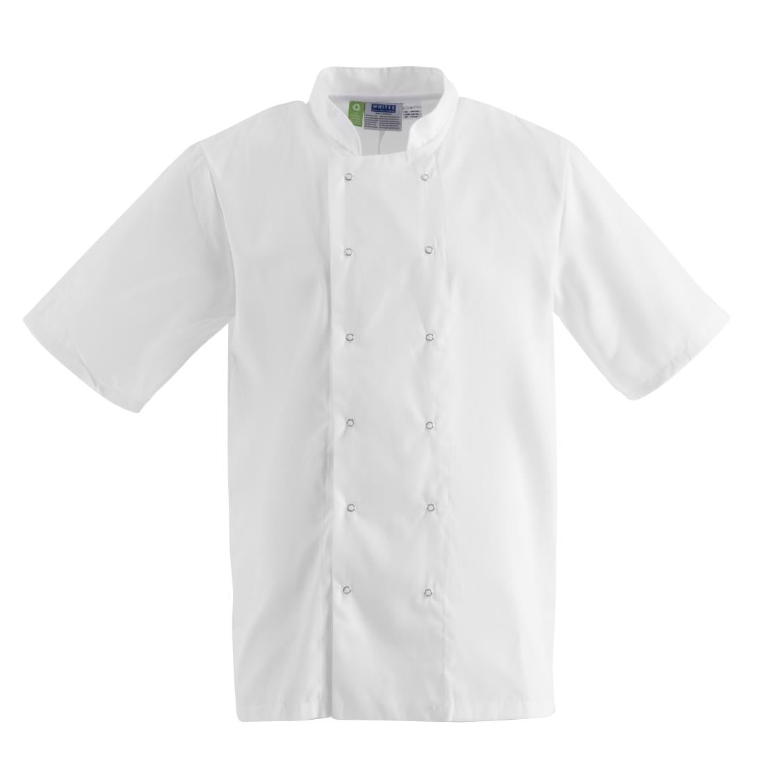 B250-XL Whites Boston unisex koksbuis korte mouw wit XL