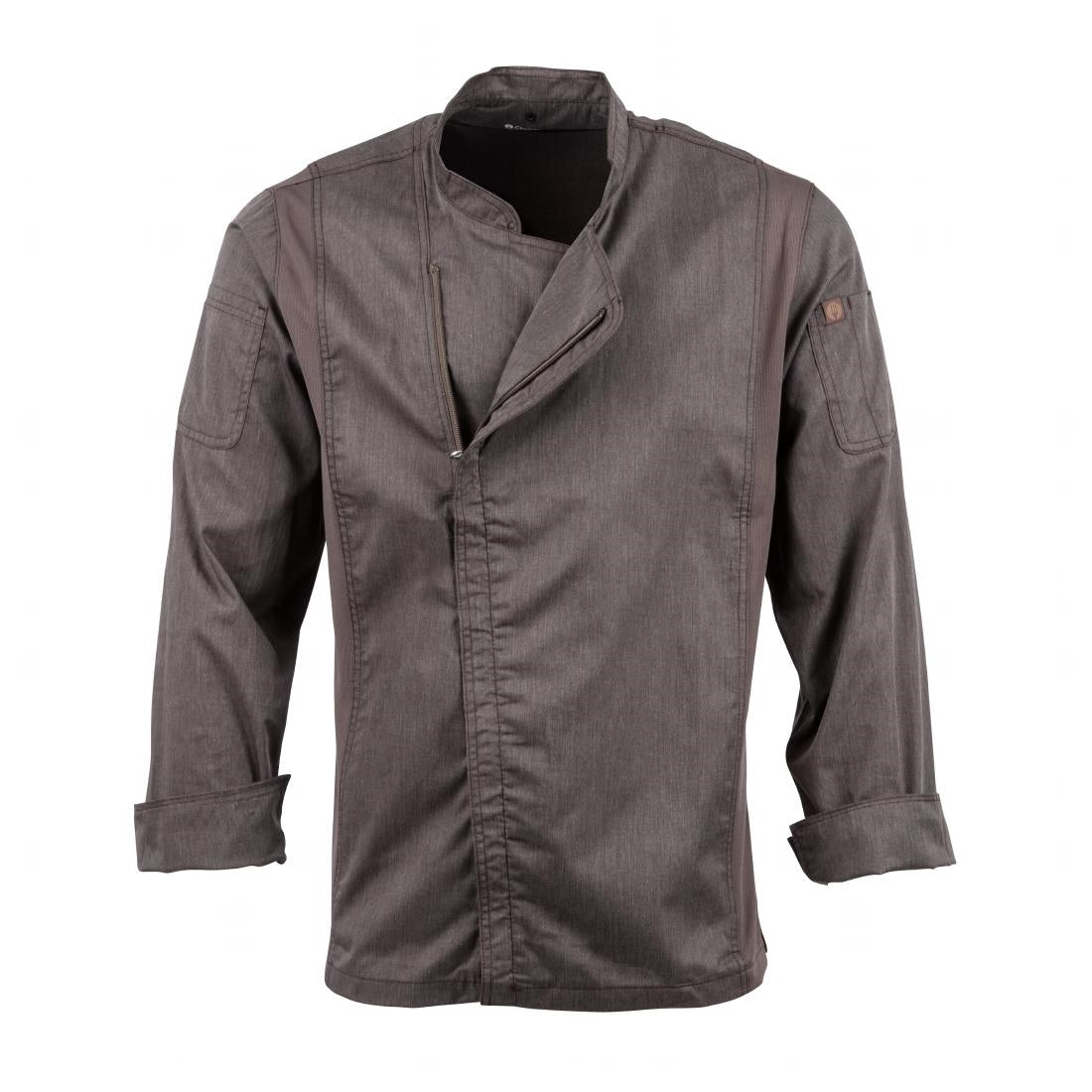 BB263-S Chef Works Urban Hartford unisex koksbuis met rits lange mouw grijs S