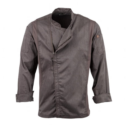 BB263-S Chef Works Urban Hartford unisex koksbuis met rits lange mouw grijs S