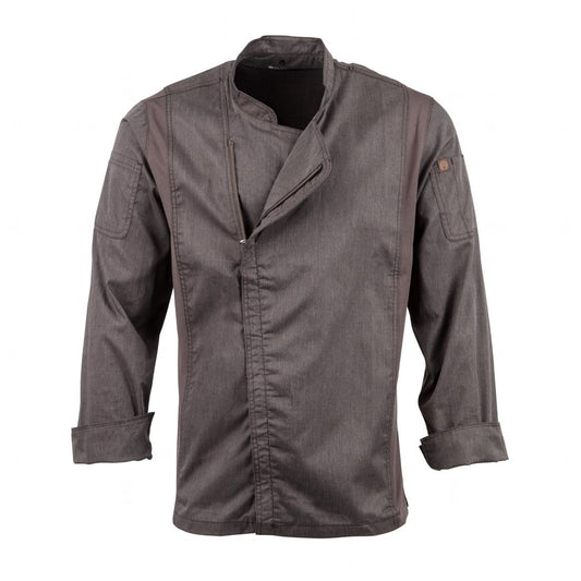 BB263-S Chef Works Urban Hartford unisex koksbuis met rits lange mouw grijs S