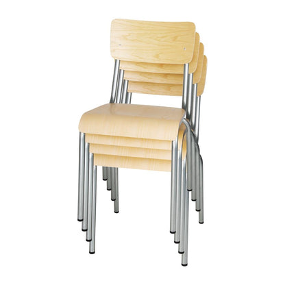 FB946 Bolero Cantina gegalvaniseerd stalen stoelen met houten zitting en rugleuning (4 stuks)