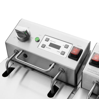 CU621 Buffalo Dubbele Elektrische Friteuse Met Timer 2X8Ltr
