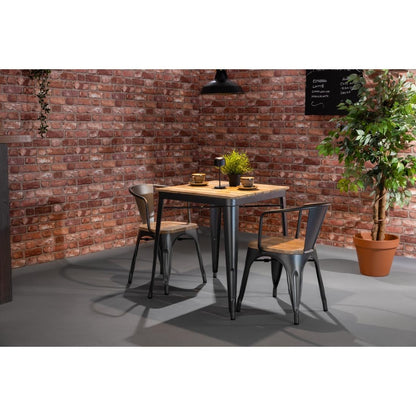 HZ813 Bolero Bistro Eettafel Met Lattenblad Van Mangohout En Donkergrijze Poot 650mm