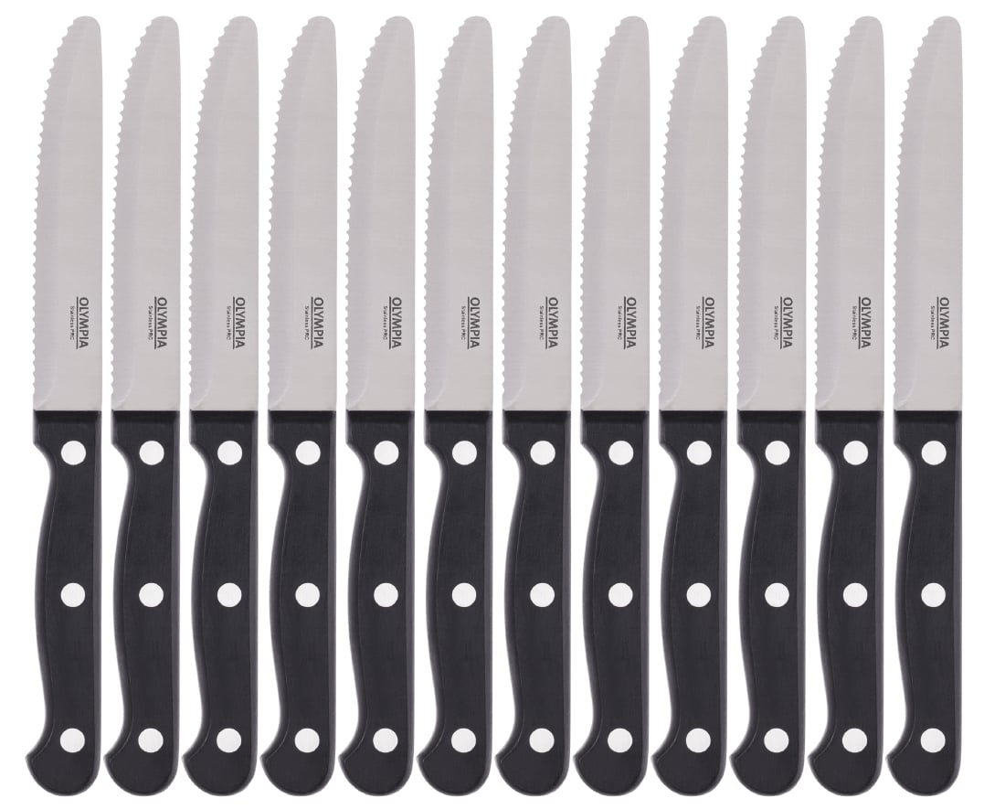 CS716 Olympia steakmessen met ronde punt zwart (12 stuks)