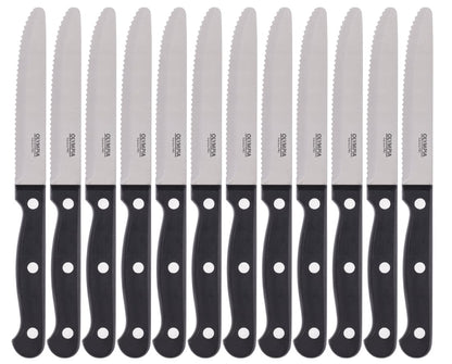 CS716 Olympia steakmessen met ronde punt zwart (12 stuks)