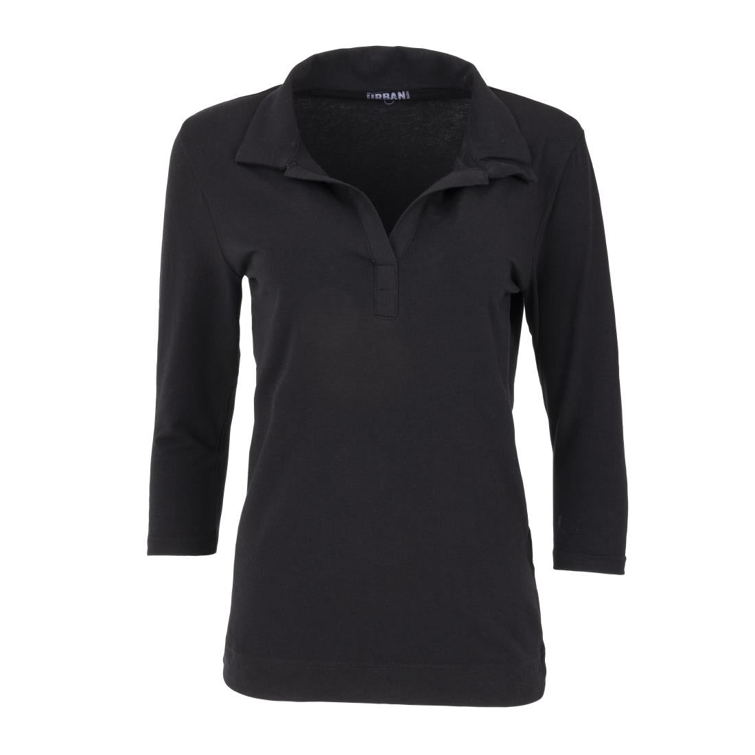 B038-XS Uniform Works dames T-shirt met V-hals zwart XS