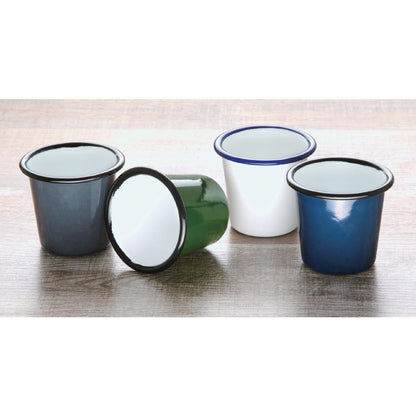 DC383 Olympia Emaille sauspotje wit en blauw 11,4cl (6 stuks)