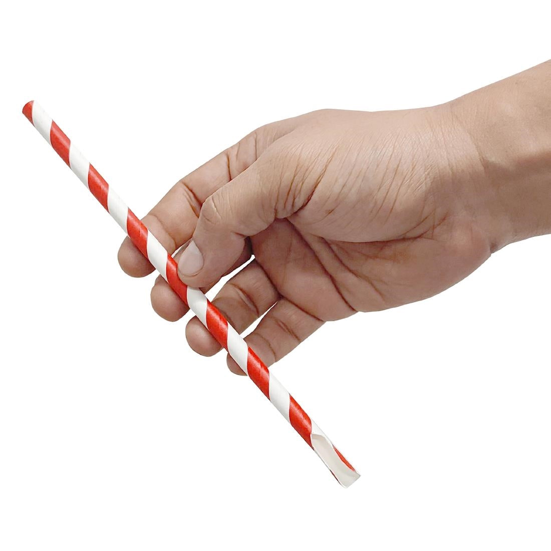 HU366 Fiesta Composteerbare Papieren Lepelrietje Rood & Wit Gestreept 210x8mm (250 stuks)