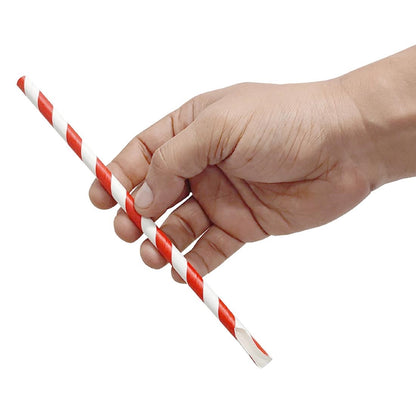 HU366 Fiesta Composteerbare Papieren Lepelrietje Rood & Wit Gestreept 210x8mm (250 stuks)