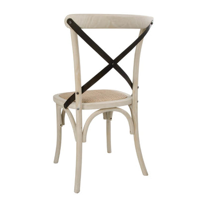 DR306 Bolero houten stoel met gekruiste rugleuning ecru (2 stuks)