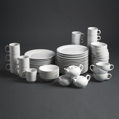 CB467 Olympia Whiteware stapelbare theekopjes 200ml (12 stuks)