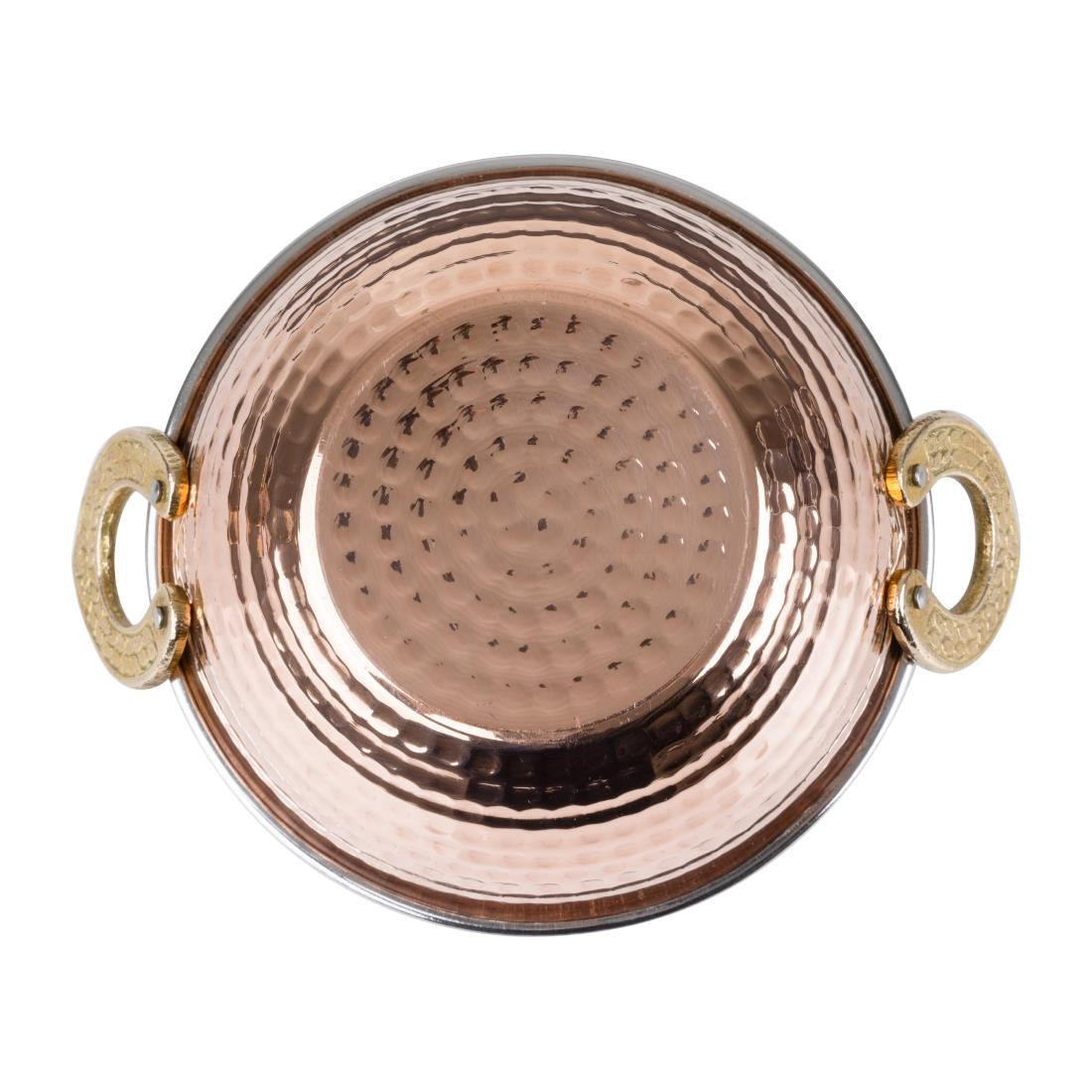 HY128 Olympia Koperen Kadai Schotel Roestvrij Staal Messing Handvatten 400ml