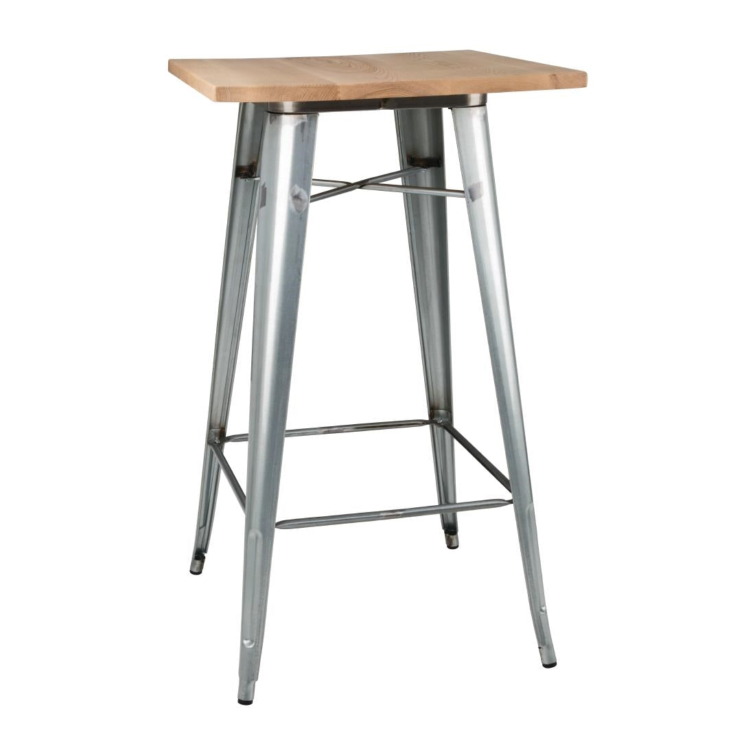 FB599 Bolero Bistrobartafel Met Houten Blad Gegalvaniseerd Staal (Enkel)
