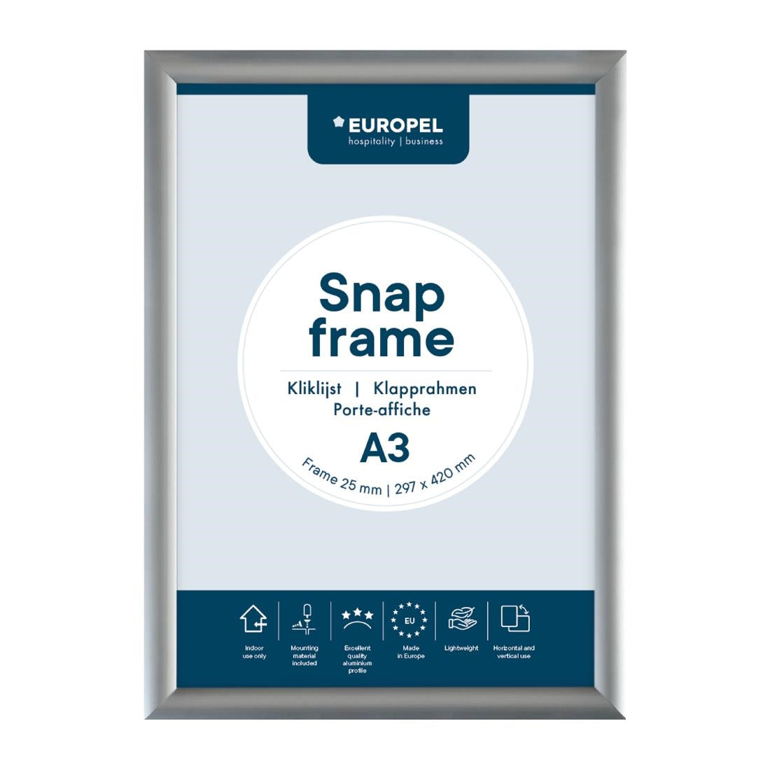 HU438 Europel Kliklijst A3 25mm Zilver