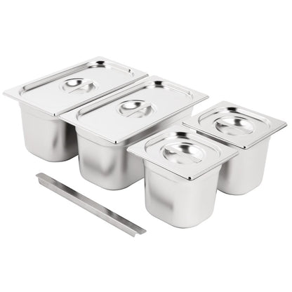 SA249 Vogue RVS Gastronorm Bakken Set 2x 1/3 2x 1/6 Met Deksels
