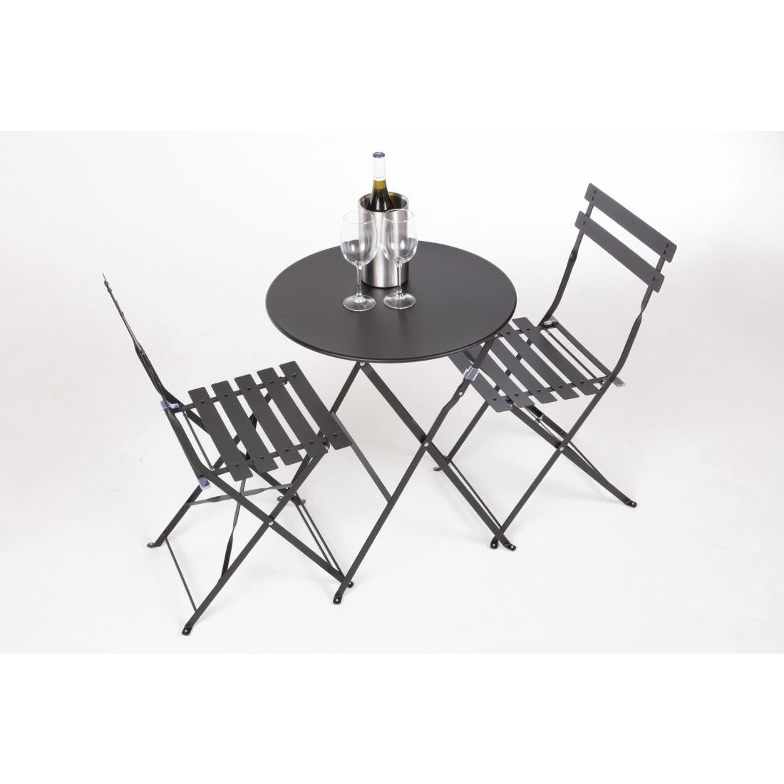 GH553 Bolero stalen opklapbare stoelen zwart (2 stuks)