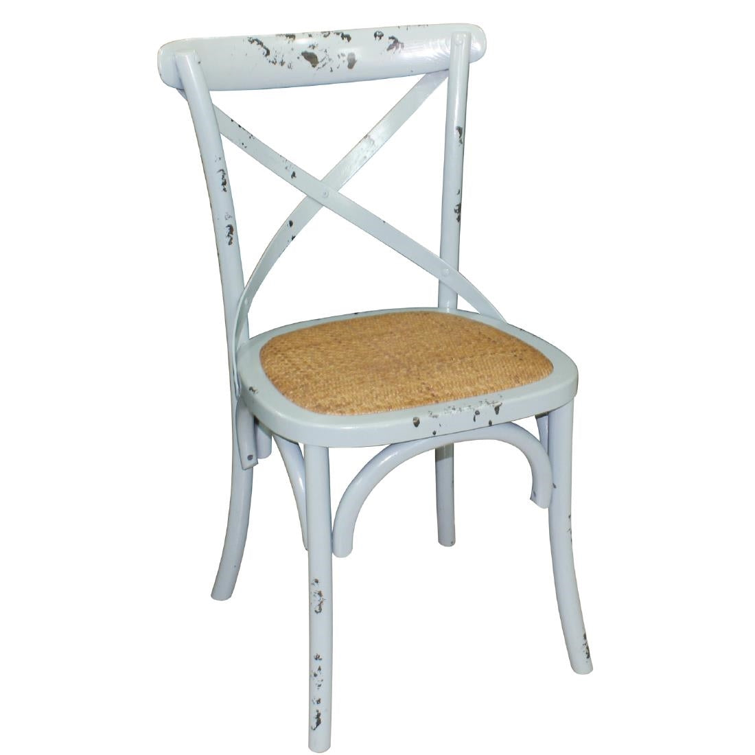 GG655 Bolero houten stoel met gekruiste rugleuning antiek blue wash (2 stuks)