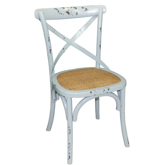 GG655 Bolero houten stoel met gekruiste rugleuning antiek blue wash (2 stuks)
