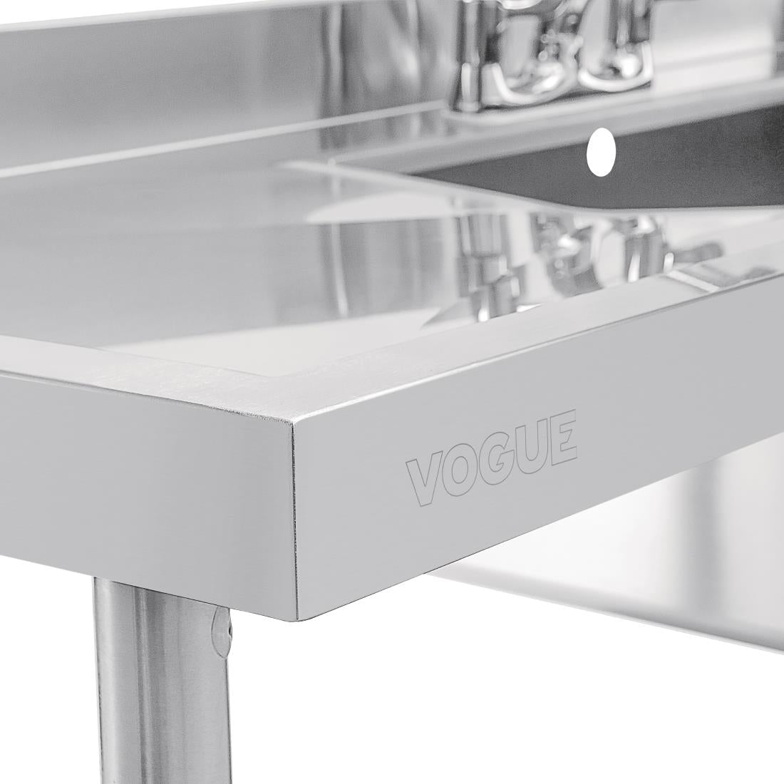 U910 Vogue RVS spoeltafel dubbele spoelbak afdruiprek links en rechts 240x60cm