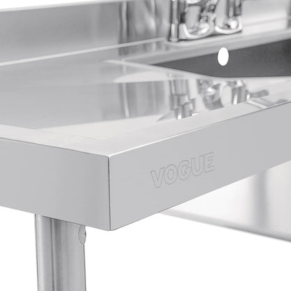 U910 Vogue RVS spoeltafel dubbele spoelbak afdruiprek links en rechts 240x60cm