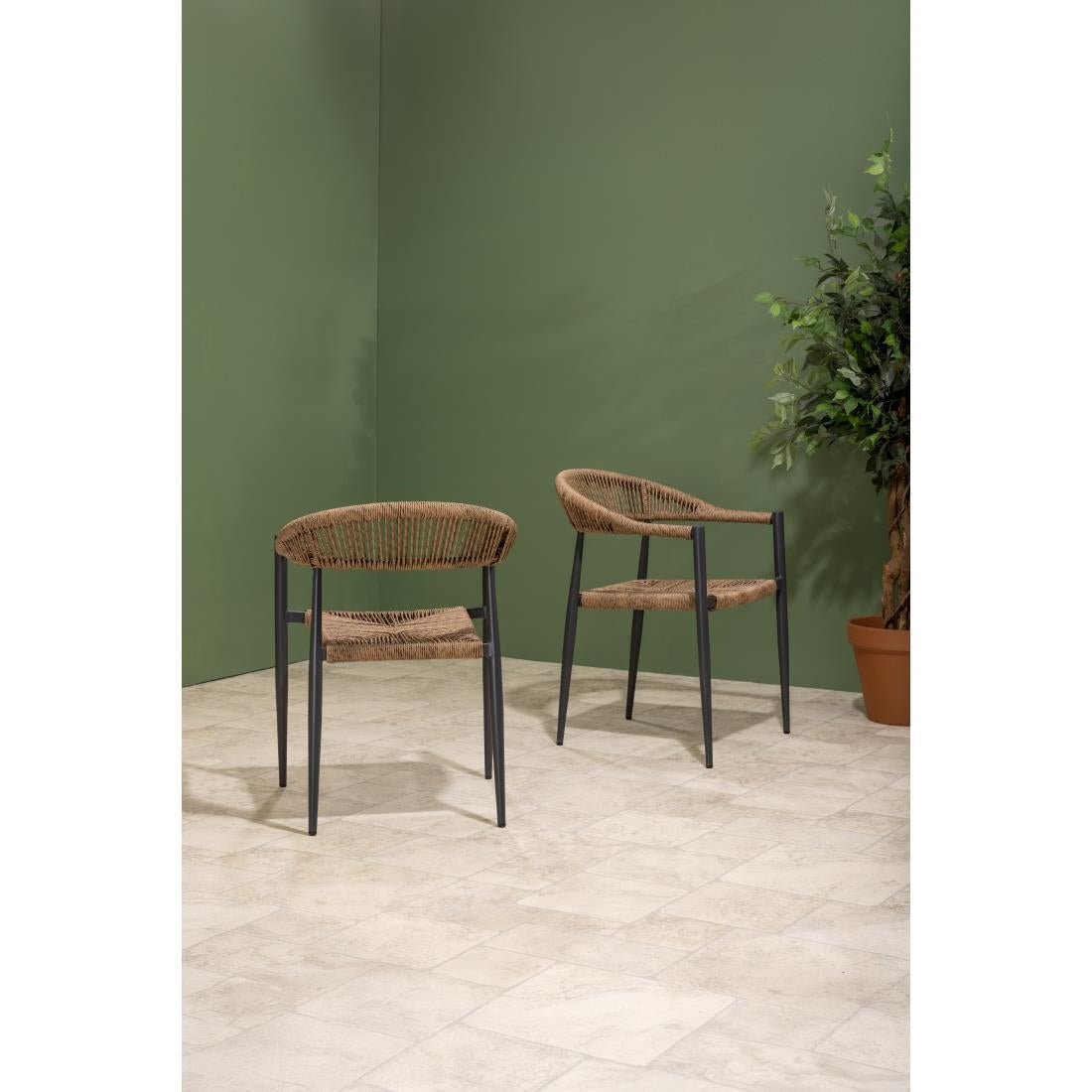 HZ591 Bolero Eden PE gevlochten rattan outdoor armstoelen naturel (4 stuks)