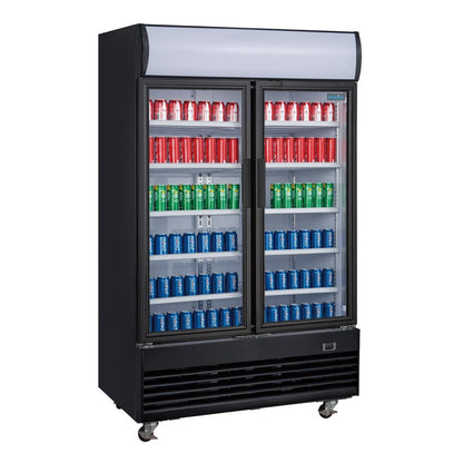 GM813 Polar G-Serie Rechtopstaande Scharnierdeur Display Koeling met Lichtbak 950Ltr Zwart