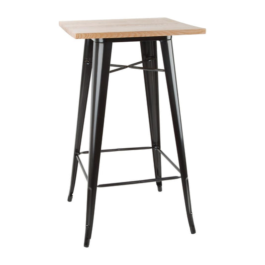 FB595 Bolero Bistro bartafel met houten blad zwart