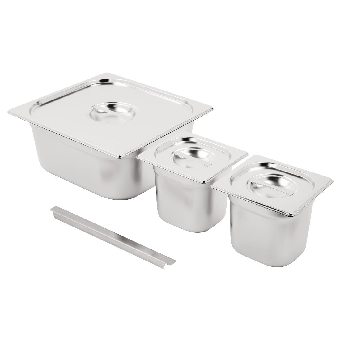 SA241 Vogue RVS Gastronorm Bakken Set 2x 1/6 en 2/3 Met Deksels