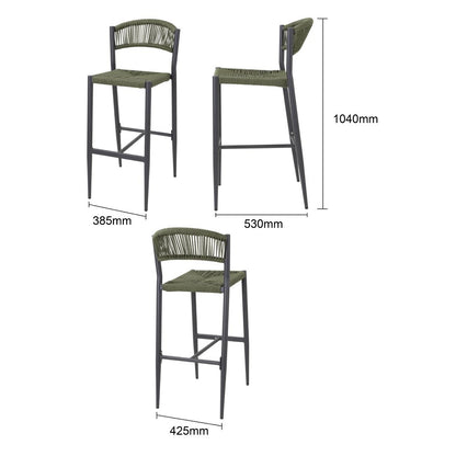 HZ595 Bolero Eden PE gevlochten rattan outdoor barkrukken groen (2 stuks)