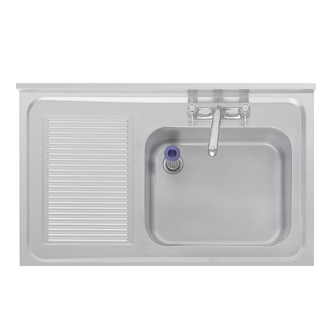 DY821 Vogue RVS spoeltafel enkele spoelbak aan rechterzijde 100x60cm