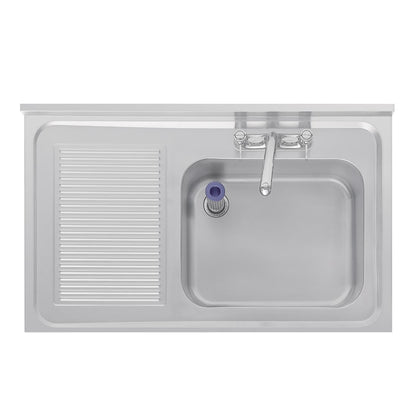 DY821 Vogue RVS spoeltafel enkele spoelbak aan rechterzijde 100x60cm