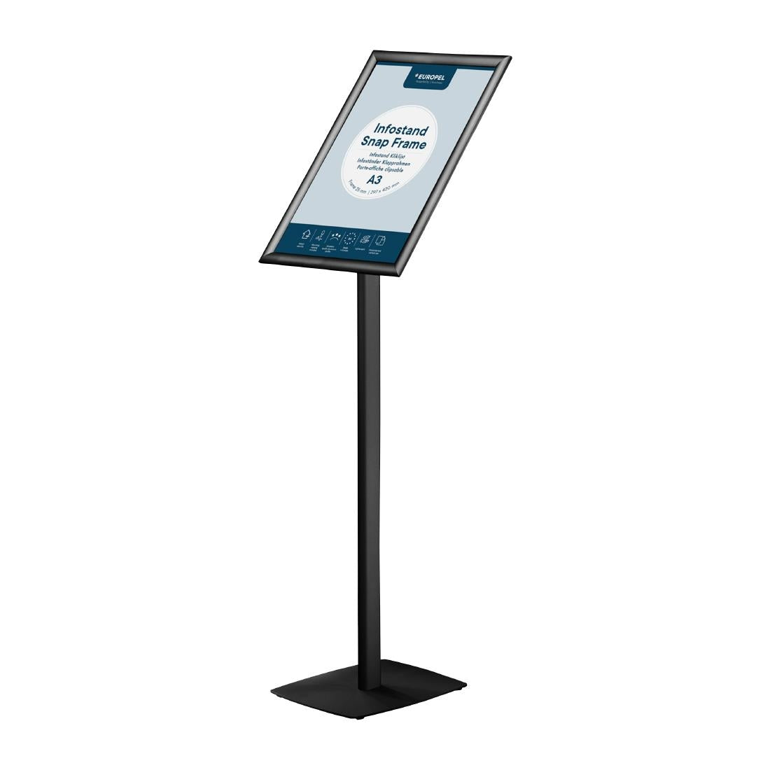 HU451 Europel Infostand Zwart Met Snap Frame A3 25mm