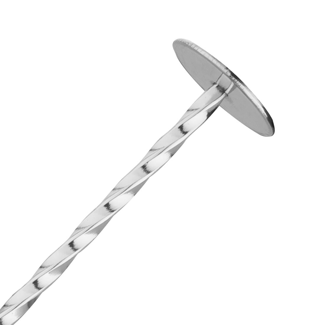 K474 Olympia RVS gedraaide cocktaillepel met stamper 27cm