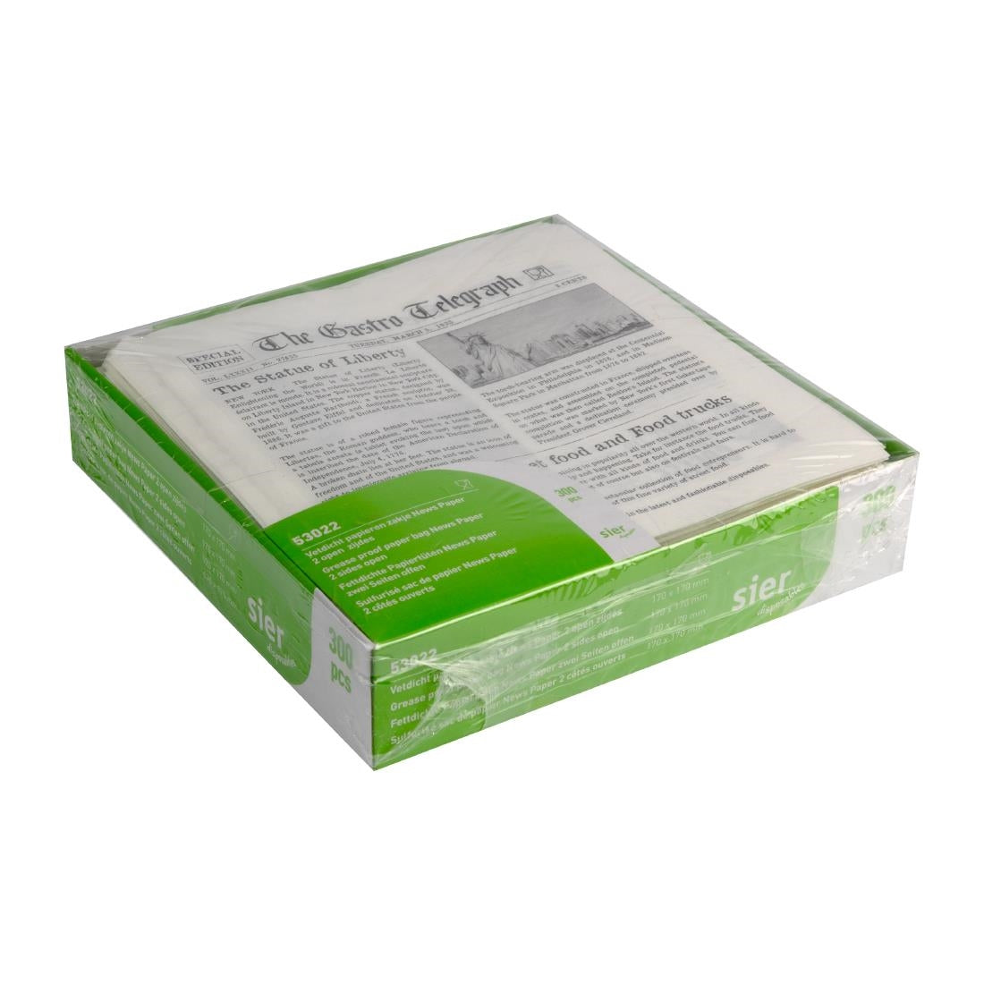 HZ708 Sier Disposables vetvrij papieren zak 2 zijden open 170 x 170 mm (300 stuks)