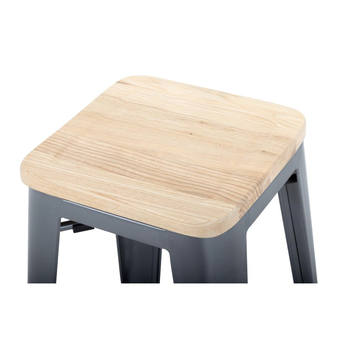 GM639 Bolero Bistro stalen barkruk met houten zitting - grijs (4 stuks)