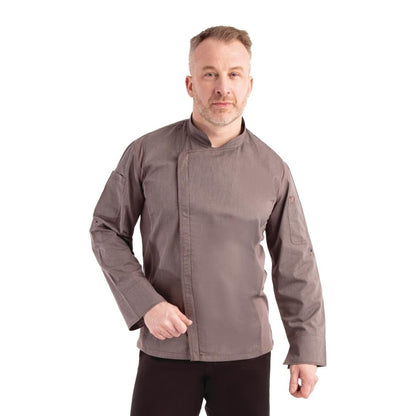 BB263-M Chef Works Urban Hartford unisex koksbuis met rits lange mouw grijs M