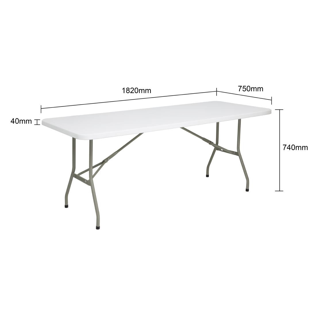 UU579 Bolero Opvouwbare Rechthoekige Tafel 6ft Wit