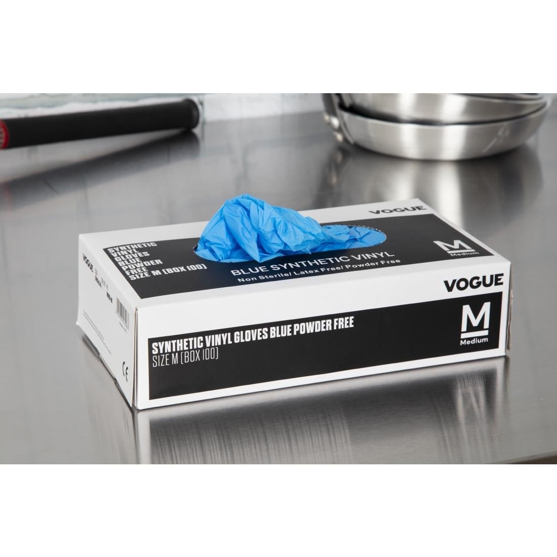 CF403-M Hygiplas vinyl handschoenen blauw poedervrij M (100 stuks)