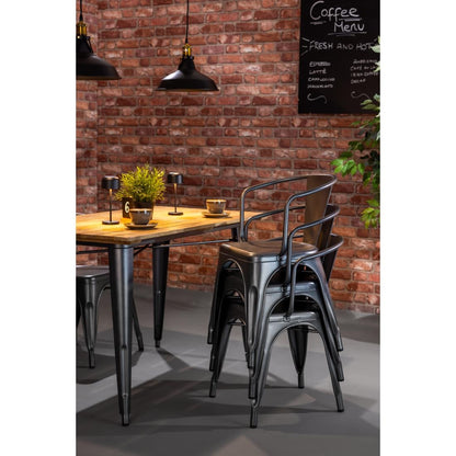 HZ811 Bolero Bistro Eettafel Met Lattenblad Van Mangohout En Donkergrijze Poot 1200mm