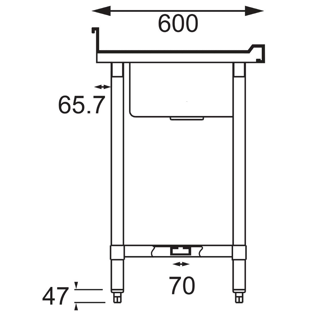 U910 Vogue RVS spoeltafel dubbele spoelbak afdruiprek links en rechts 240x60cm