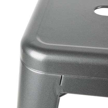 DM935 Bolero Bistro stalen barkruk met rugleuning grijs (4 stuks)