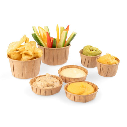 HZ718 Sier Disposables Souffle bakje (FSC® papier) rond bruin 37ml  ø50 x h31mm (200 stuks)