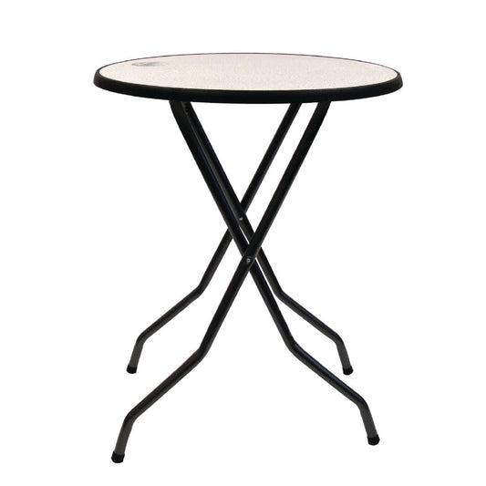 H052 Inklapbare Statafel Barcelona zwart/crème inklapbaar in- en outdoor 85cm rond