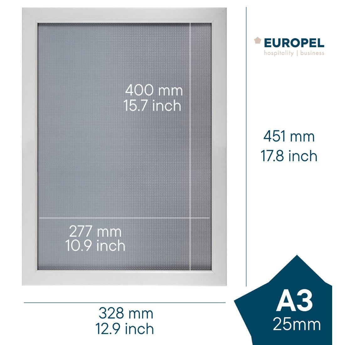 HU445 Europel Snap Frame A3 25mm Mat Wit