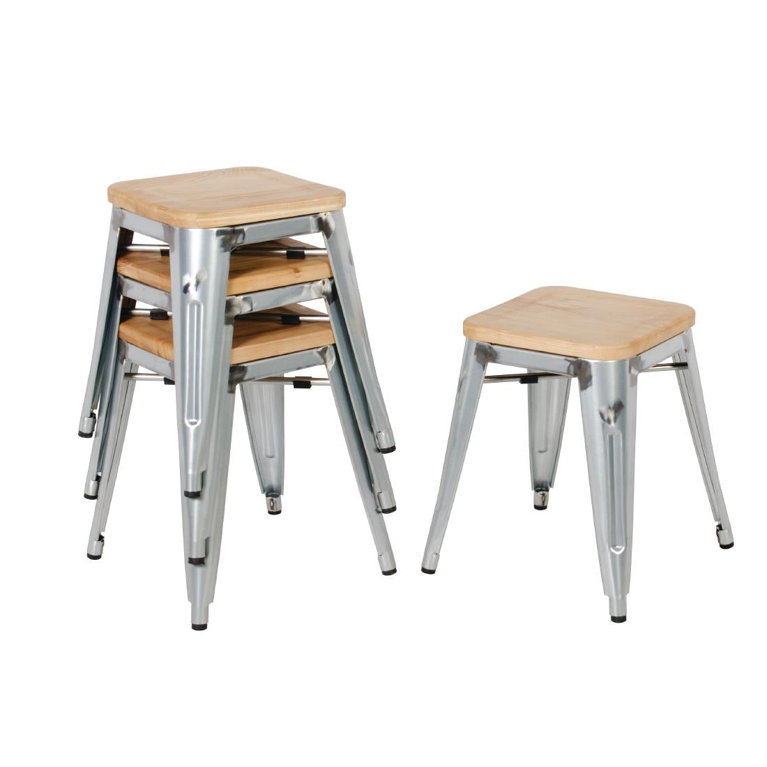 GM634 Bolero Bistro gegalvaniseerd stalen stoel met houten zitting (4 stuks)