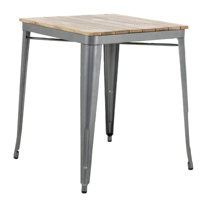 HZ813 Bolero Bistro Eettafel Met Lattenblad Van Mangohout En Donkergrijze Poot 650mm