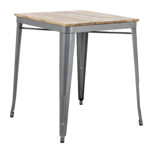 HZ813 Bolero Bistro Eettafel Met Lattenblad Van Mangohout En Donkergrijze Poot 650mm